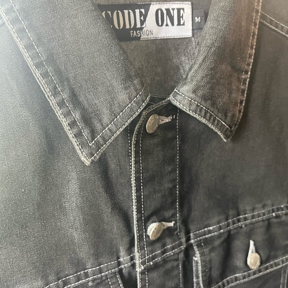 Crop iridescent black denim jacket size small CODE ONE fashion - Picture 3 of 4